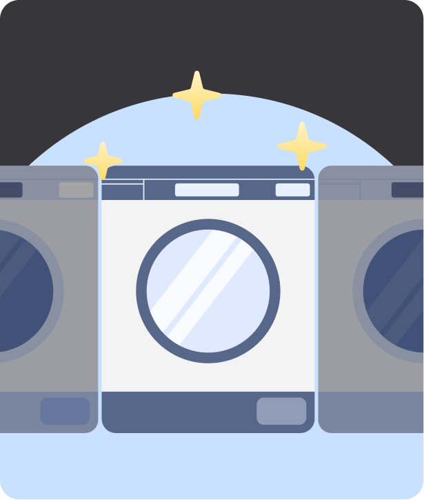 Choose an available machine and load your dirty laundry
