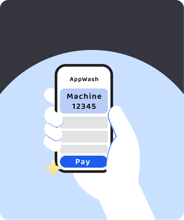 Find the machine number on the app and make payment