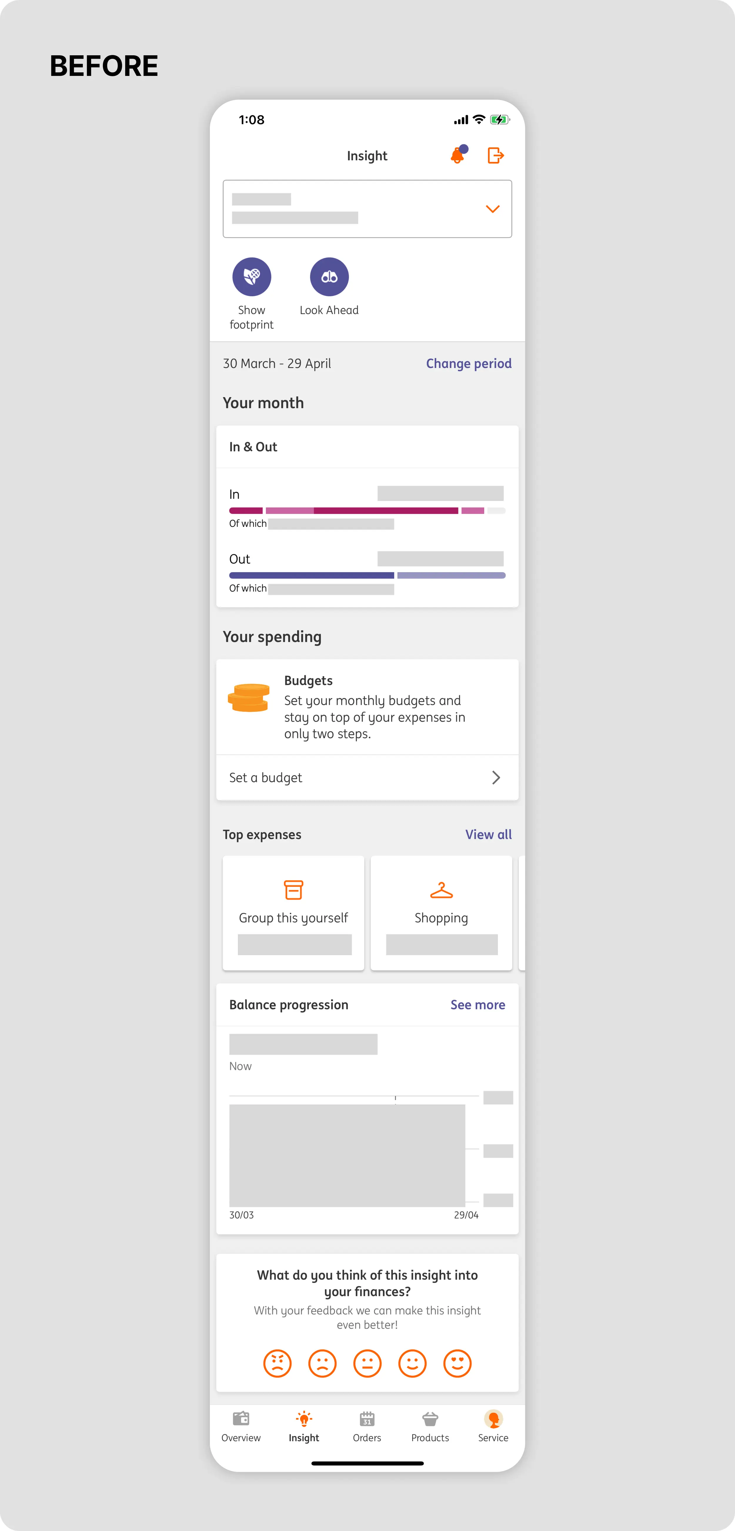 ING Insight before redesign