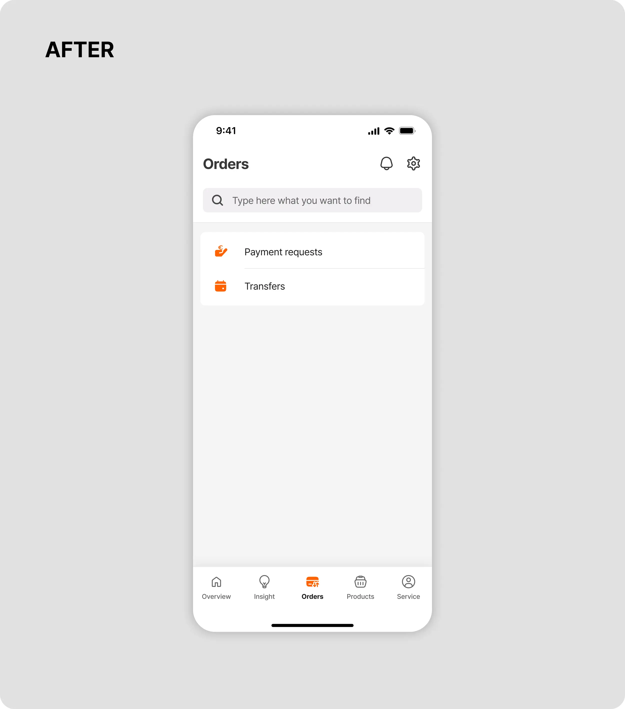 ING Orders after redesign