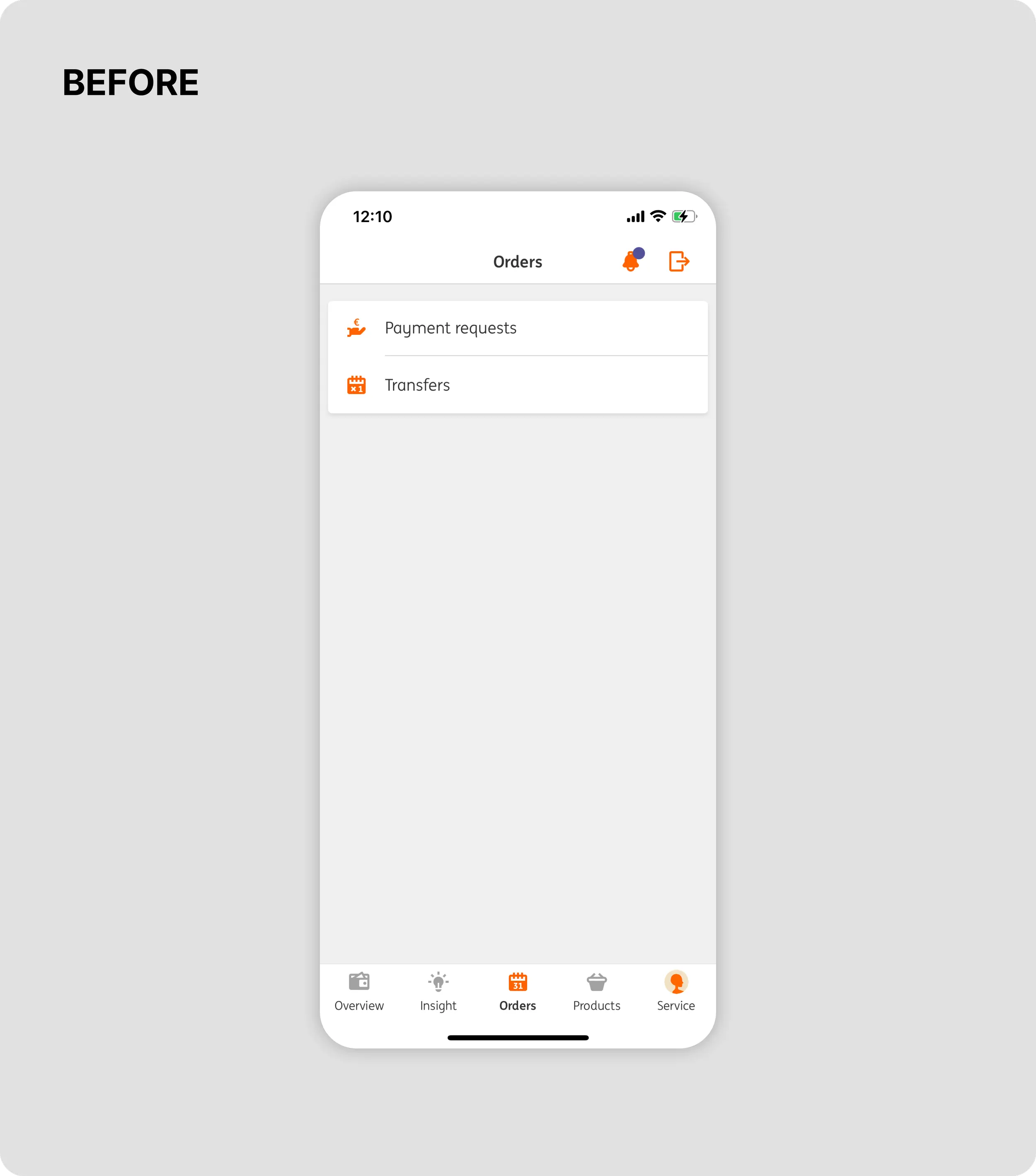 ING Orders before redesign