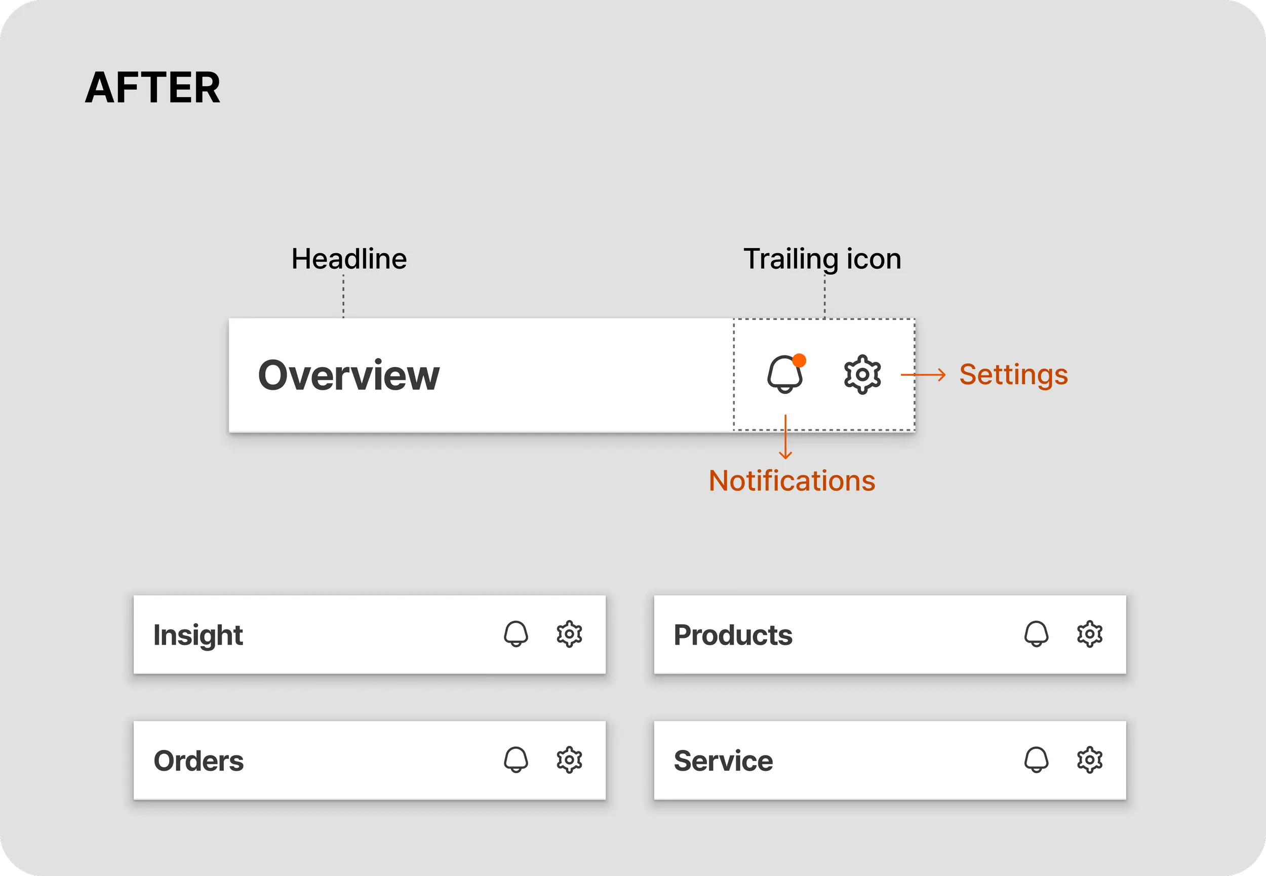 Redesigned ING top navigation headers across main tabs
