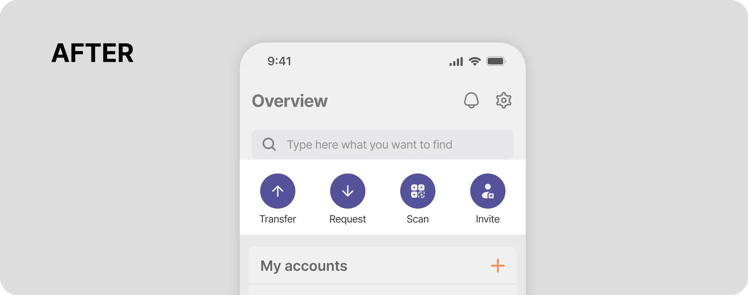 Redesigned Overview quick-action buttons