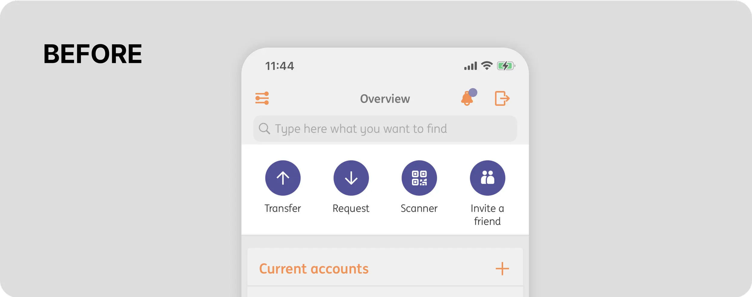 Original Overview quick-action buttons